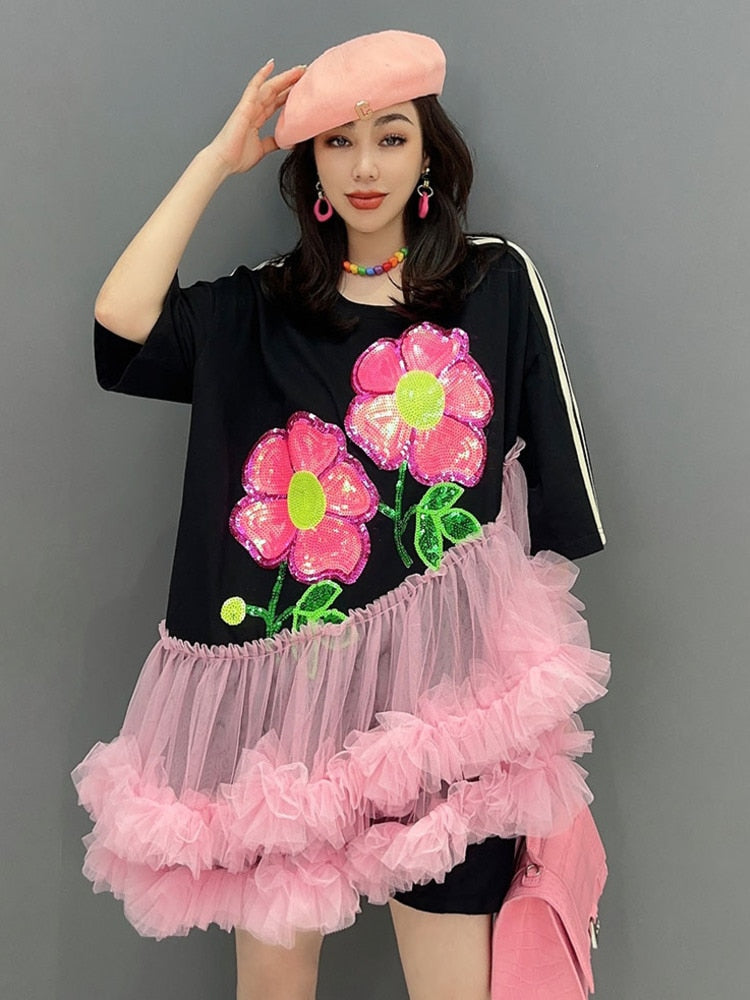 Fancy Luxe Floral Sequin Lace Mini Dress