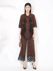 Luxury Petite Pleated Lace Pant Set