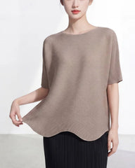 Sculptural Plissé Draped Blouse