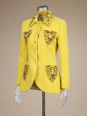 Luxury Beaded Wool-Blend Blazer