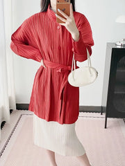 Luxury Plisse Mid-Length Jacket