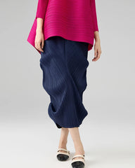 Luxury Plissé Sculptural Draped Skirt