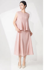 Pleated Sleeveless Top & Skirt Set