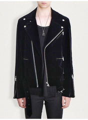 Men's Stylish Velvet Moto Jacket – Refined Elegance