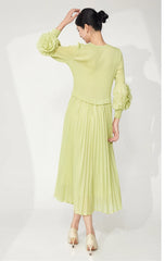 Luxury Plissé Flower Sleeve Dress