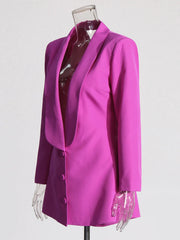 Luxe Cut-Out Back Blazer with Ruffled Flowers