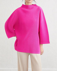 Elegant Mock-Neck Pleated Top