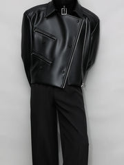 Men's Asymmetrical Faux Leather Moto Jacket