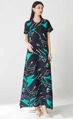 Pleated Geometric Lines Dress
