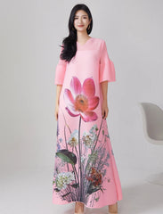 Contemporary Pleated Women's Floral Print Dress