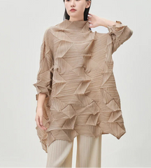 Luxury Plissé High-Neck Top