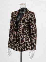 HEYFANCYSTYLE Glam Leopard Sequin Blazer