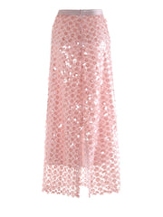 Floral Sequin Pull-On Midi Skirt
