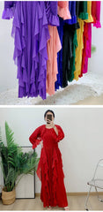 Luxury Pleated Ruffle Midi Dress