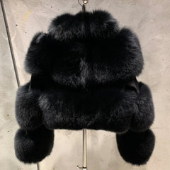 Genuine Cropped Fox Fur Coat