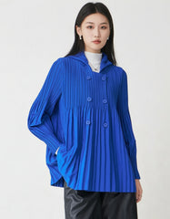 Luxury Pleated Hooded Jacket