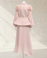 Luxury Ruffled Pleated Skirt Set