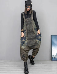 HEYFANCYSTYLE Distressed Drop Crotch Jumpsuit