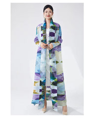 Women's Pastel Elegance Pleated Long Overcoat