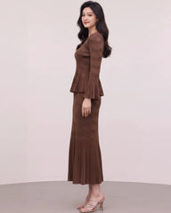 Elegant Plissé Peplum Skirt Set