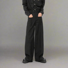 Luxury Men's Pleated Baggy Trousers