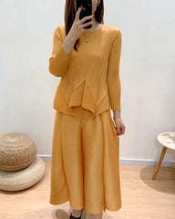 Formal Plissé Peplum Skirt Set