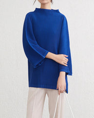 Elegant Mock-Neck Pleated Top