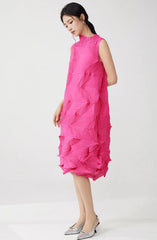 Plissé Sleeveless Above-Knee Dress