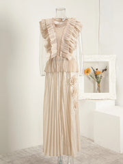 Truly Pleated Sleeveless Top & Skirt