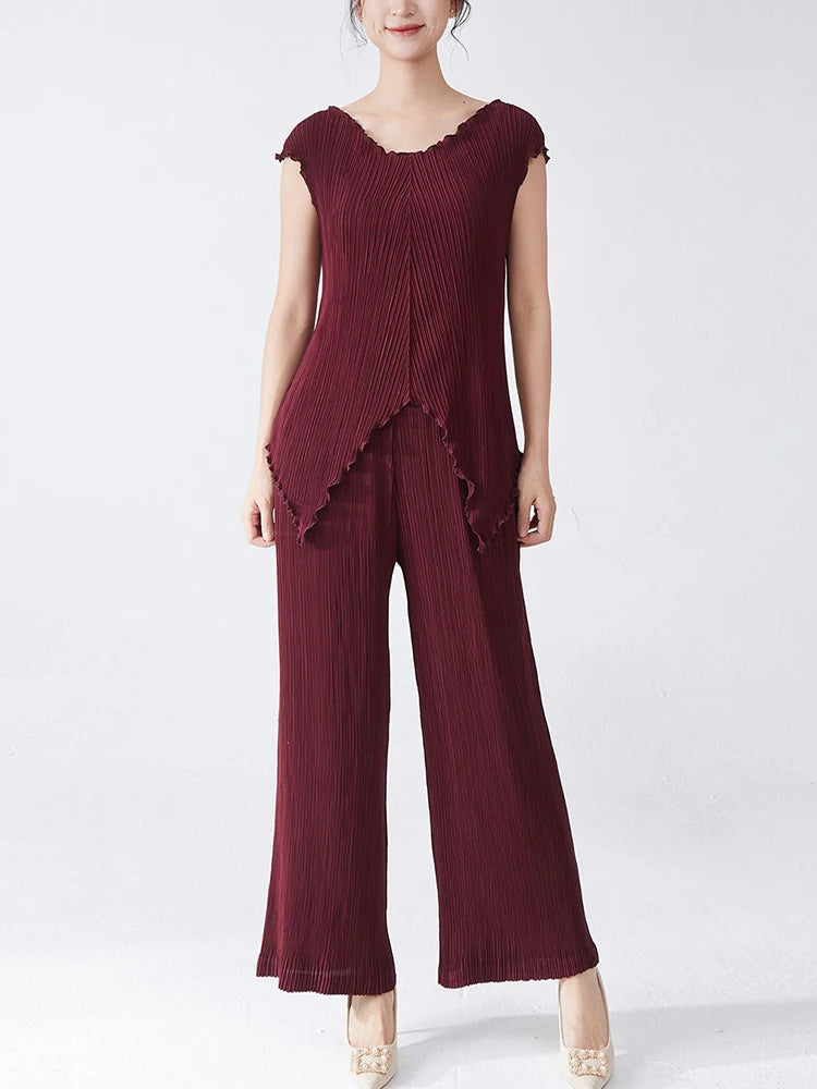 Japanese Pleated Tank & Pants Set - Truly Luxe