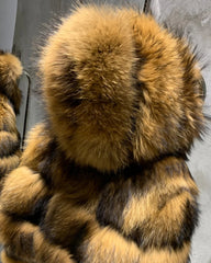 Genuine Raccoon Fur Hooded Coat