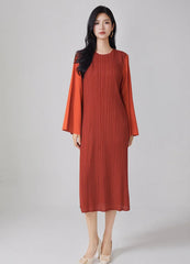 Luxury Flared Sleeve Pleats Dress
