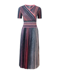 Ombre Stripe Plisse Dress