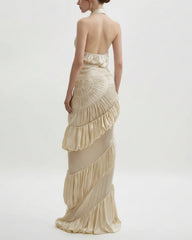 Luxury Ruched Halter Gown