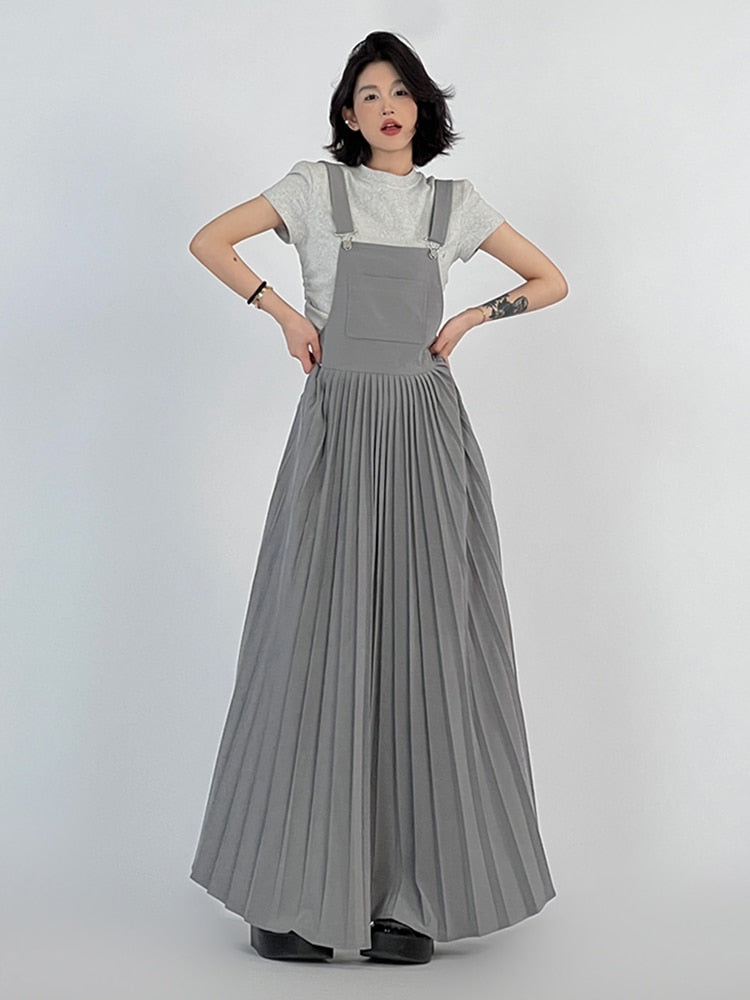 Fancy Luxe Oversized Overall Pleated Dress