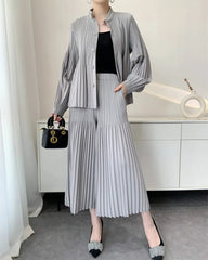 Luxury Pleated Wide-Leg Culottes
