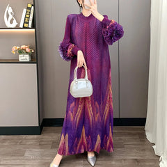 Luxury Ruffle Floral Pleat Dress