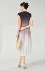 Designer Ombre Pleated Midi Dress