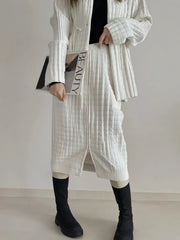 Quilted Pleated Jacket & Skirt