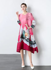 Luxe Casual Floral Pleats Dress