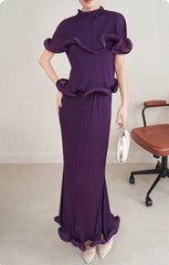 Sculptural Ruffle Plisse Skirt Set
