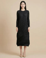 Geometric Pleated Midi Dress