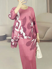 Truly Pleated Floral Top & Skirt Set