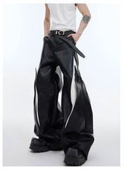 New! Men's Supreme Black Leather Baggy Pants