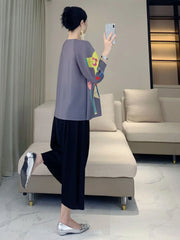 Elegant Plissé 3/4 Sleeve Cardigan