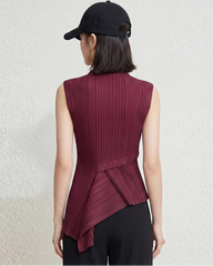 Asymmetric Plissé Sleeveless Top