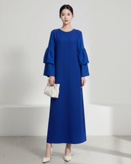 Luxury Ruffle Sleeve Plisse Dress