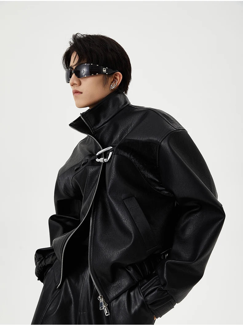 Men's Kaito High Streetwear Patent Leather Jacket