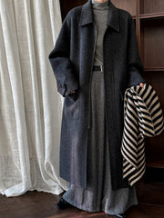 Women's Luxe Wool Long Zip-Up Oversized Coat