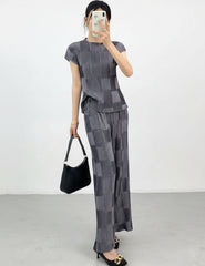 Luxury Petite Plisse Pant Suit
